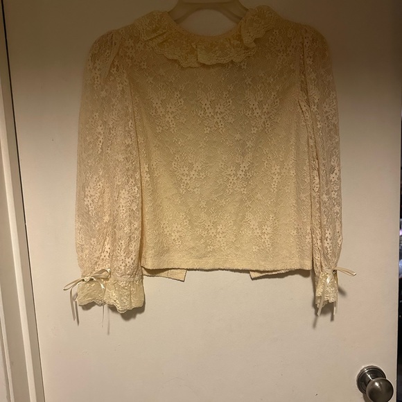 UNIF Cream and Black velvet JULIETTE DRESS Lace size Large - Picture 8 of 16